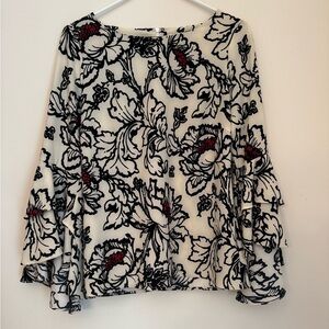 Julie Brown NYC Floral Blouse Size 6 Ruffled Bell Sleeves Boho Chic Romantic